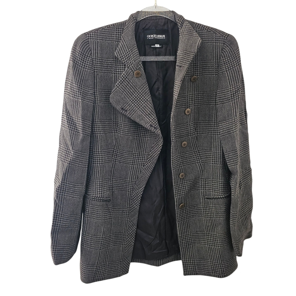 Giorgio Armani A Milano 21 Womens  Blazer Black Tweed Wool 40 Made in Italy